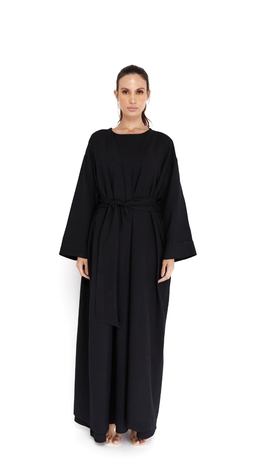 Black Linen Abaya Jacket