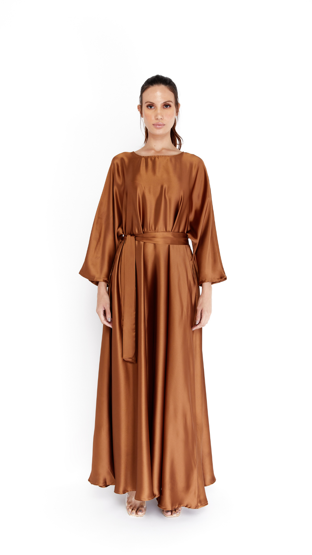Rust Flare Satin Dress valoirofficial Rust Flare Satin Dress valoirofficial