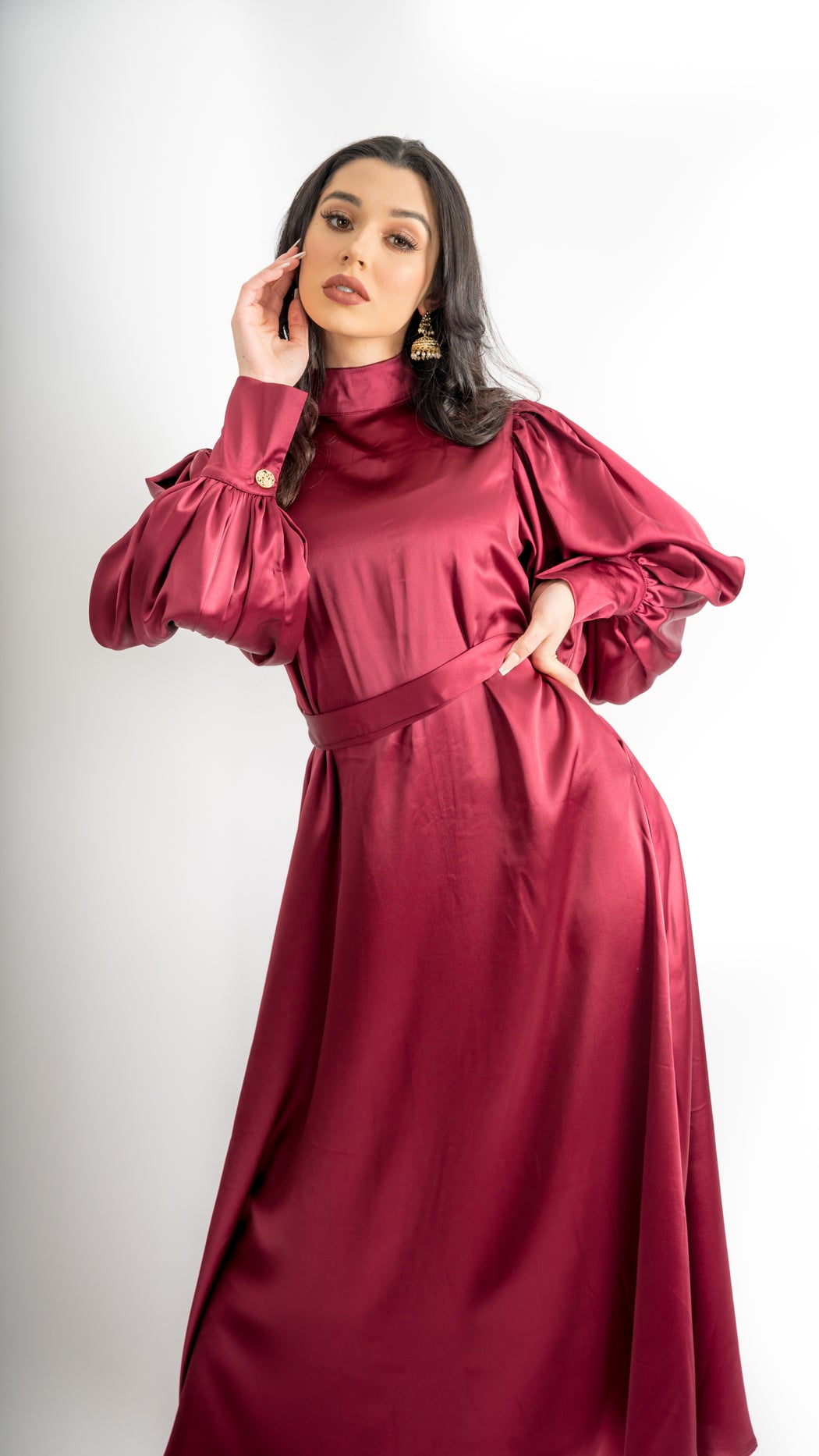 long sleeve satin red dress Red Satin Midi Dress Long Sleeve Backless Cocktail Dress Elegant Evening Outfit Open Back Formal Dress